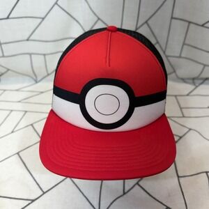 Pokémon Trucker Hat OSFM Red‎ Pokéball Snapback Mesh 2015 Nintendo Licensed